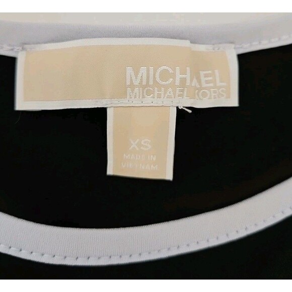 MICHAEL Michael Kors Flounce Dress Black w/ White Trim Bell Sleeves XS - Picture 8 of 9